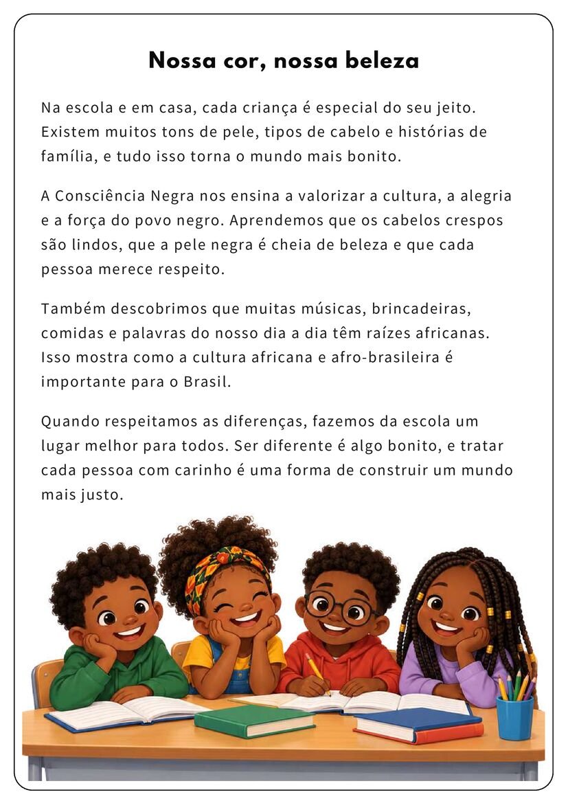 Textos sobre Consciência Negra para 1º ao 5º ano para imprimir página 2